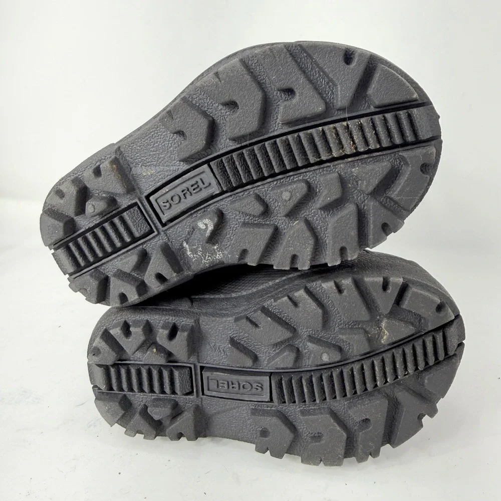 Sorel Kids Snow Commander Black Blue Waterproof Winter Boots NV1877-011 Size 6